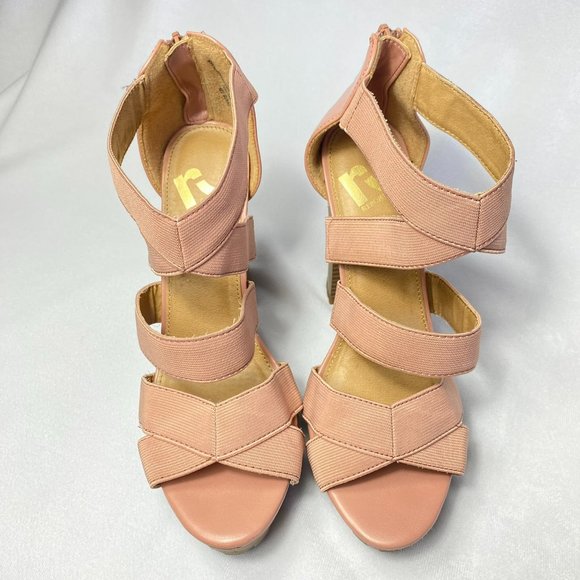 Report Women's Natural Tan Straps Platform Heels Size 7 - Picture 4 of 7
